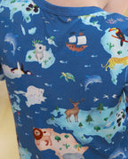 Animal Map Short Two-Piece Pajama Set, animal map bamboo short two piece pjs lifestyle 05
