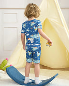 Animal Map Short Two-Piece Pajama Set, animal map bamboo short two piece pjs lifestyle 10