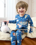 Animal Map Long Two-Piece Pajama Set, animal map bamboo two piece pjs lifestyle 2
