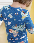 Animal Map Long Two-Piece Pajama Set, animal map bamboo two piece pjs lifestyle 4