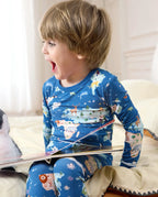 Animal Map Long Two-Piece Pajama Set, animal map bamboo two piece pjs lifestyle 8