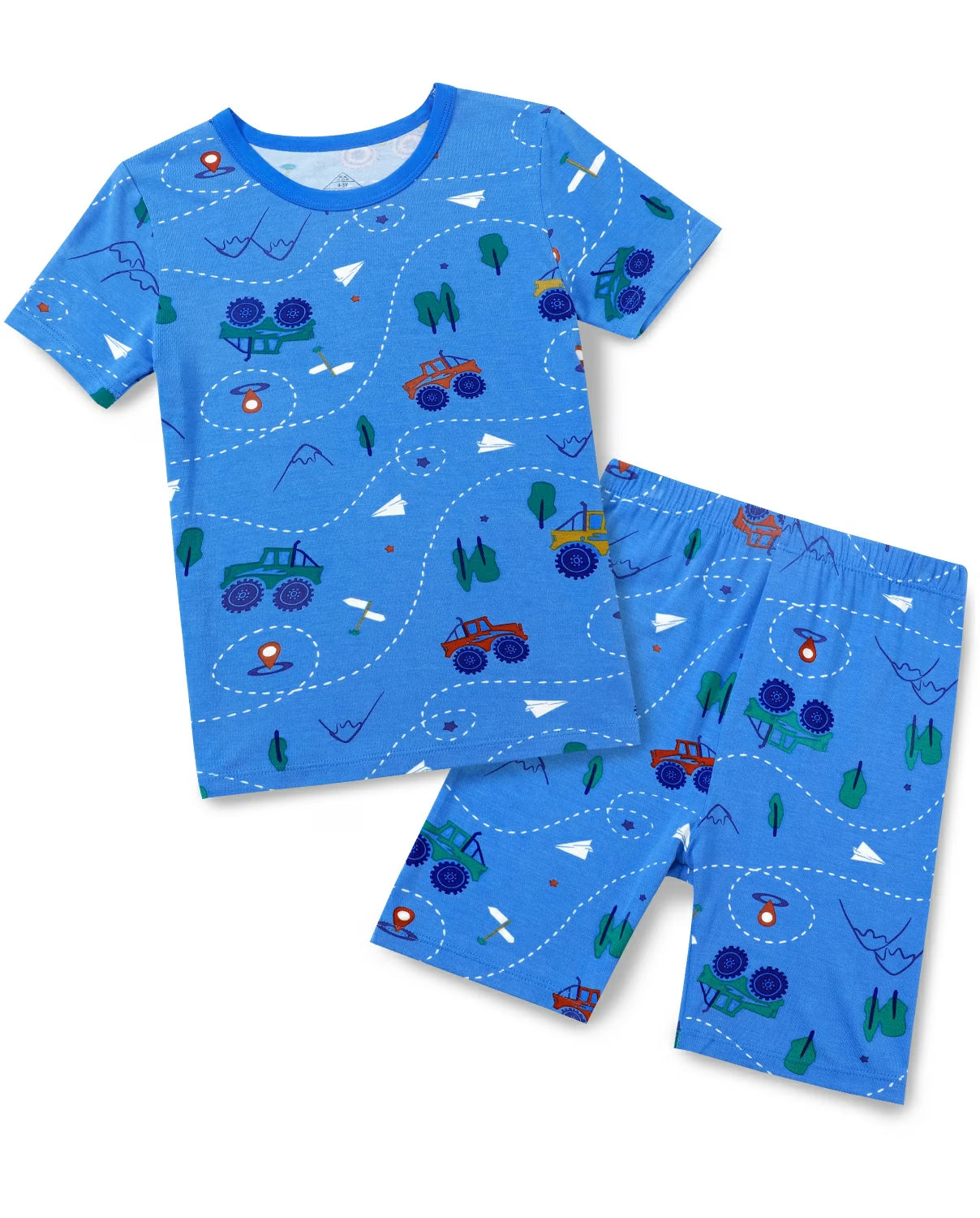 AzureCar Tracks Short Two-Piece Pajama Set, azurecar tracks short two piece pajama set main