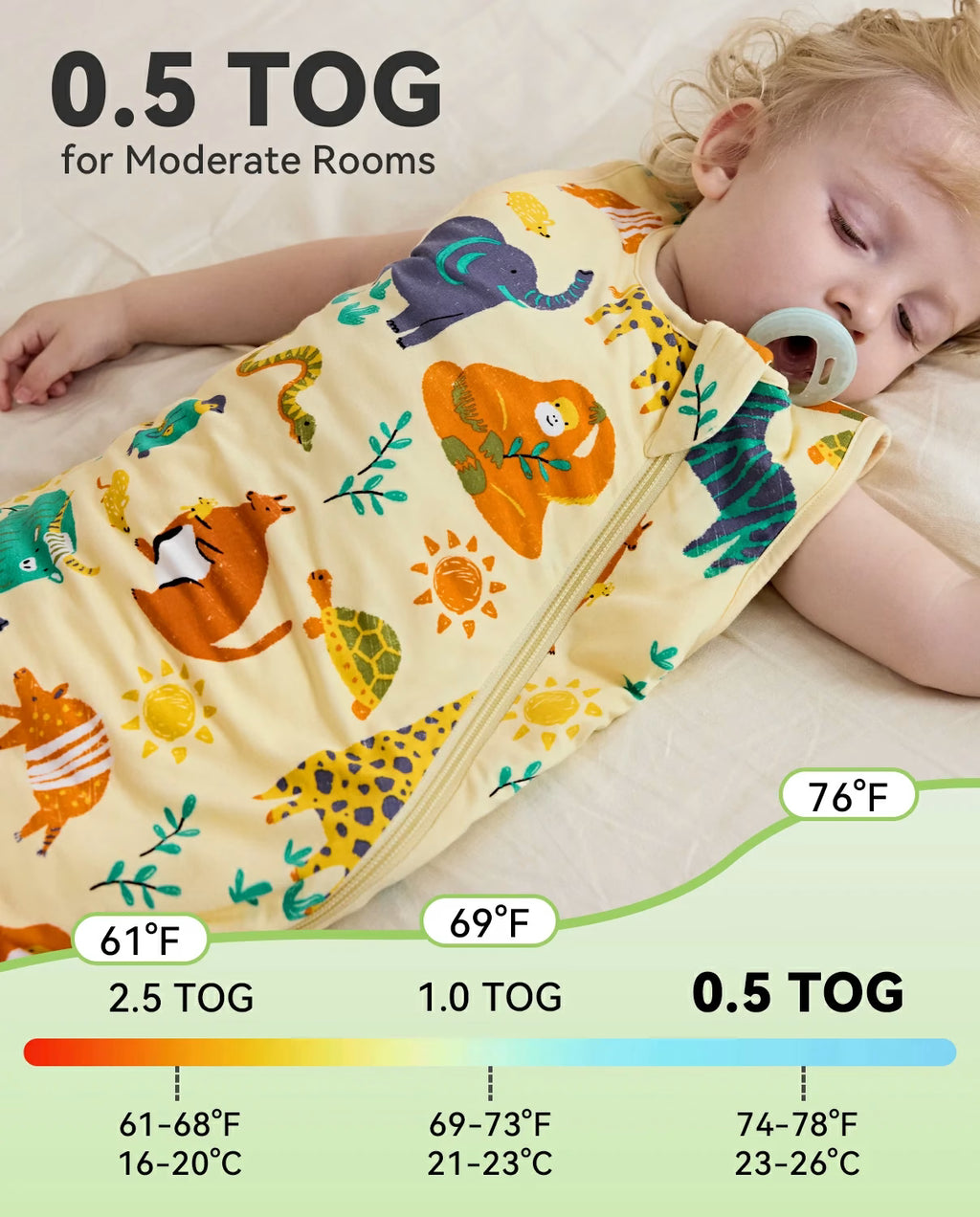 Animal Dreamland Bamboo Baby Sleep Sack, product image 4