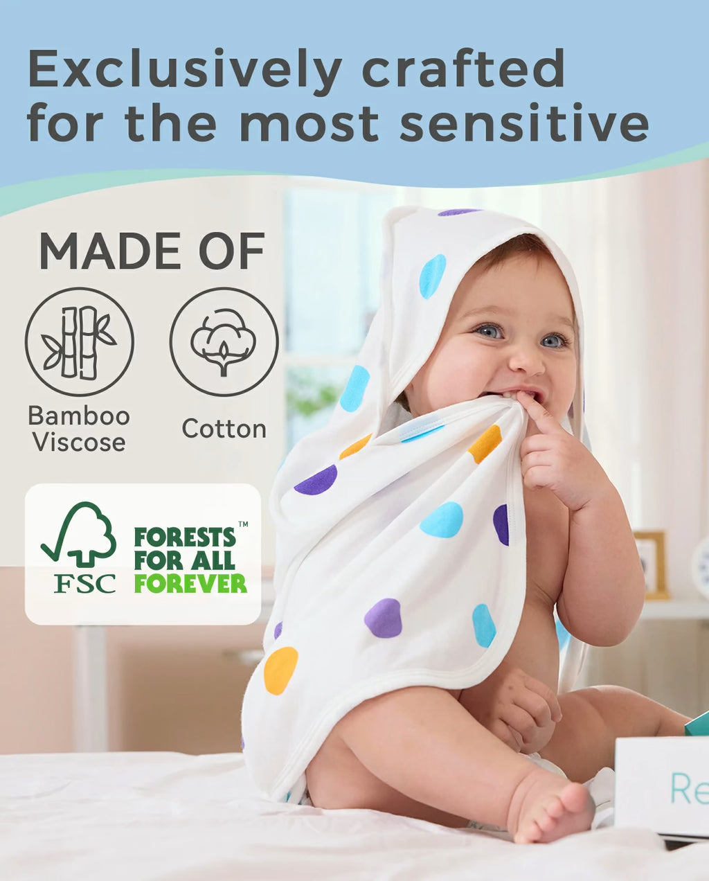Animal Dreamland Hooded Baby Bath Towels (2-Pack), fabric information graphic