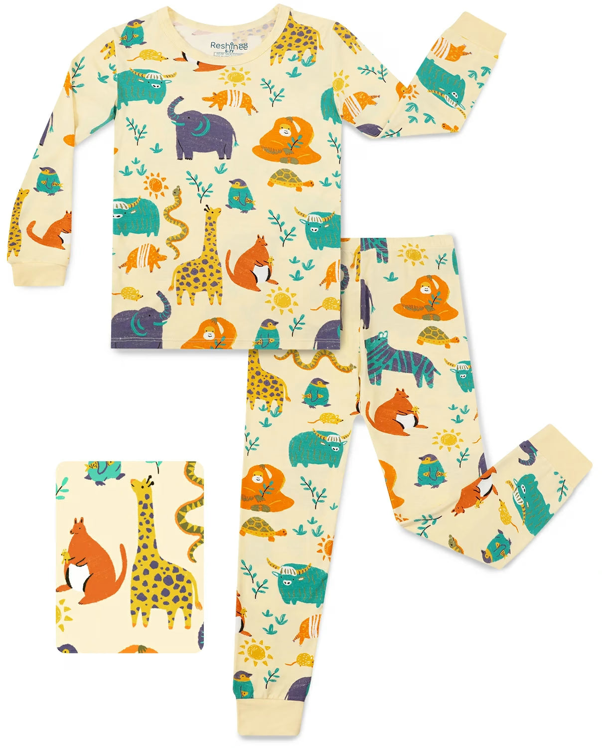 Animal Dreamland long two-piece pajama set, front product view