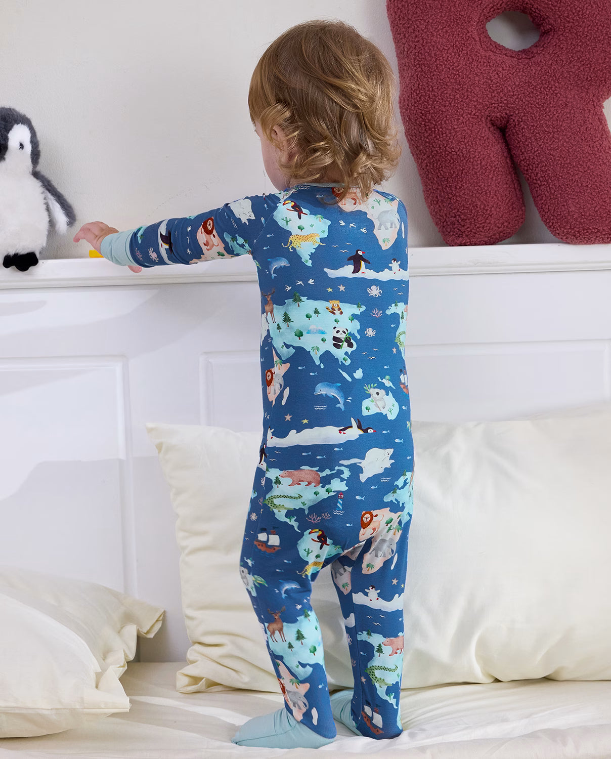 Animal Map Bamboo Zippy, animal map bamboo zippy back view standing 08
