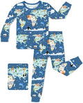 Animal Map Long Two-Piece Pajama Set, animal map two piece pajama set main