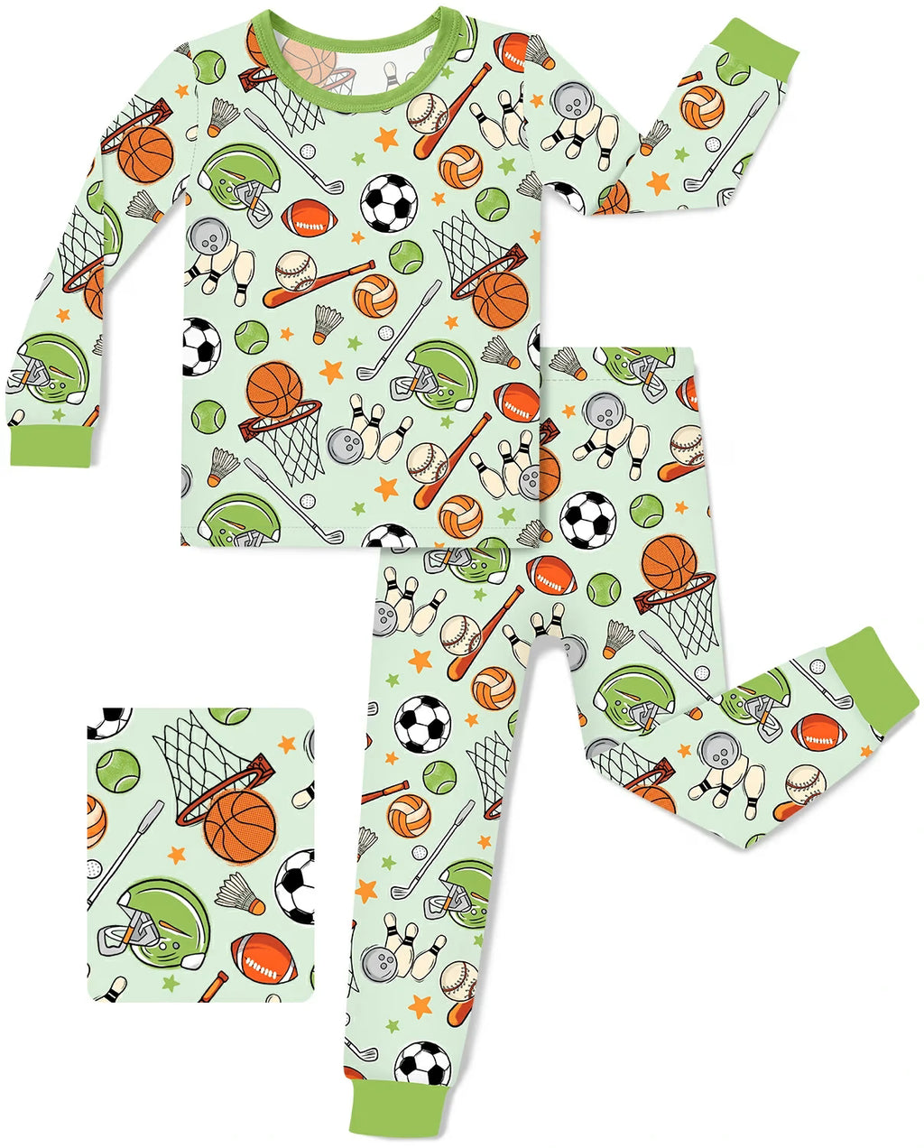 Ball Buddies Long Two-Piece Pajama Set, ball buddies two piece pajama set main