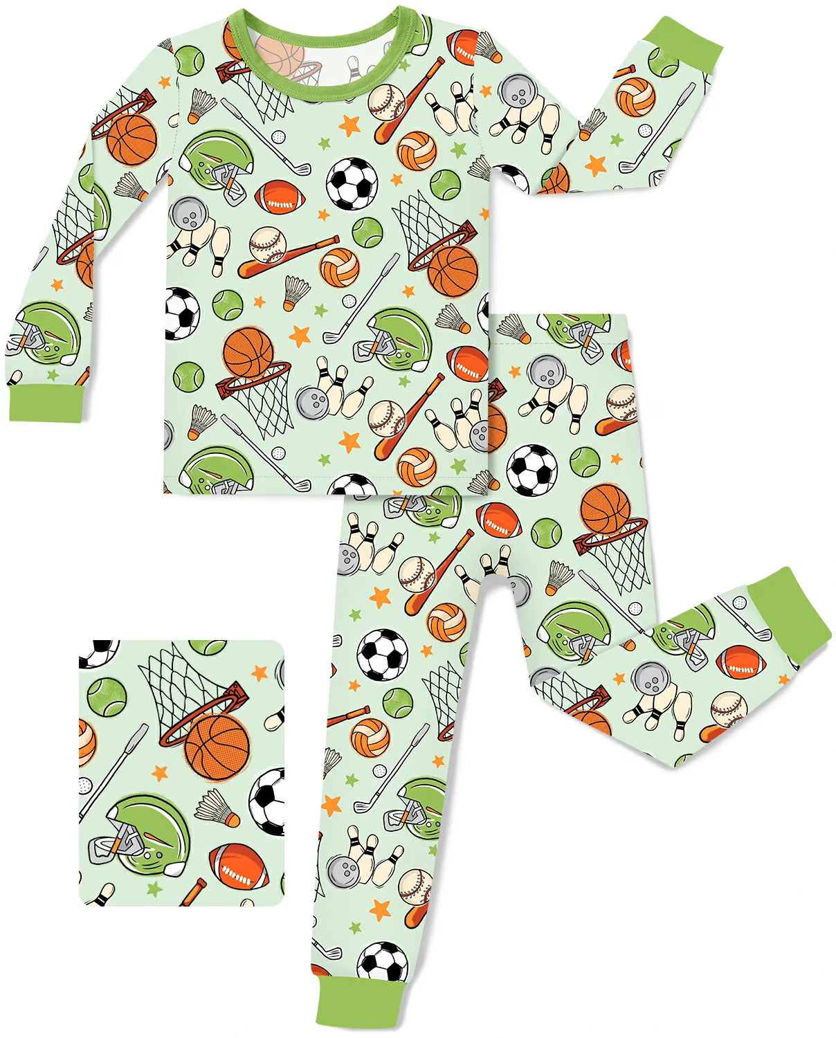 Ball Buddies Long Two-Piece Pajama Set, ball buddies two piece pajama set main