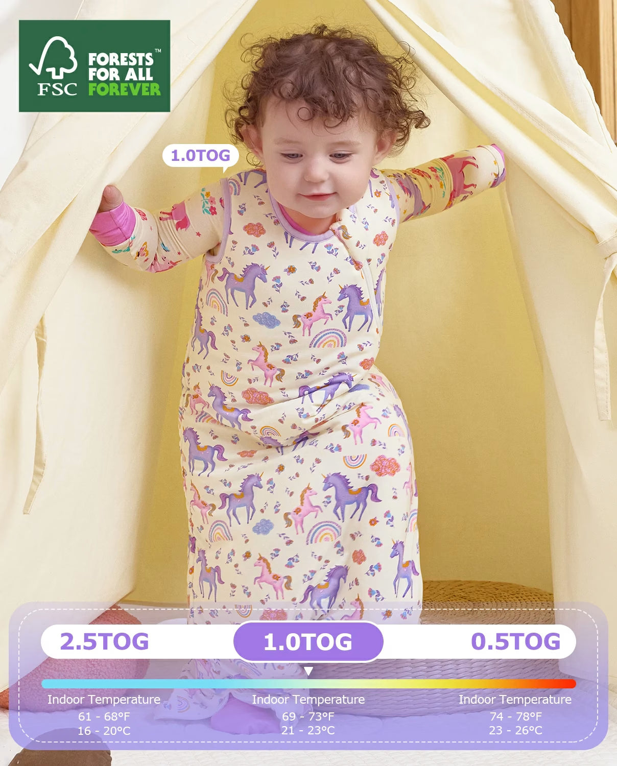 Lavender Unicorn Bamboo Baby Sleep Sack, bamboo baby sleep sack tog guide 04