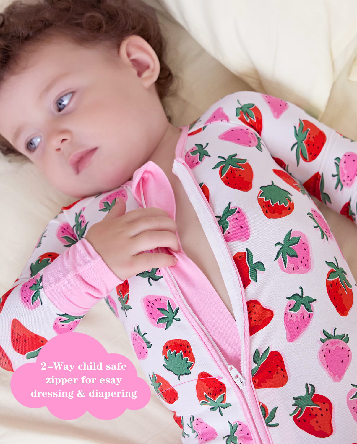 Berry Sweet Bamboo Zippy, berry sweet bamboo zippy 04 detail two way zipper diaper change