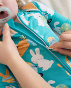 Bunny &amp; Eggs Bamboo Zippy, bunny and eggs bamboo zippy detail zipper guard neckline 03