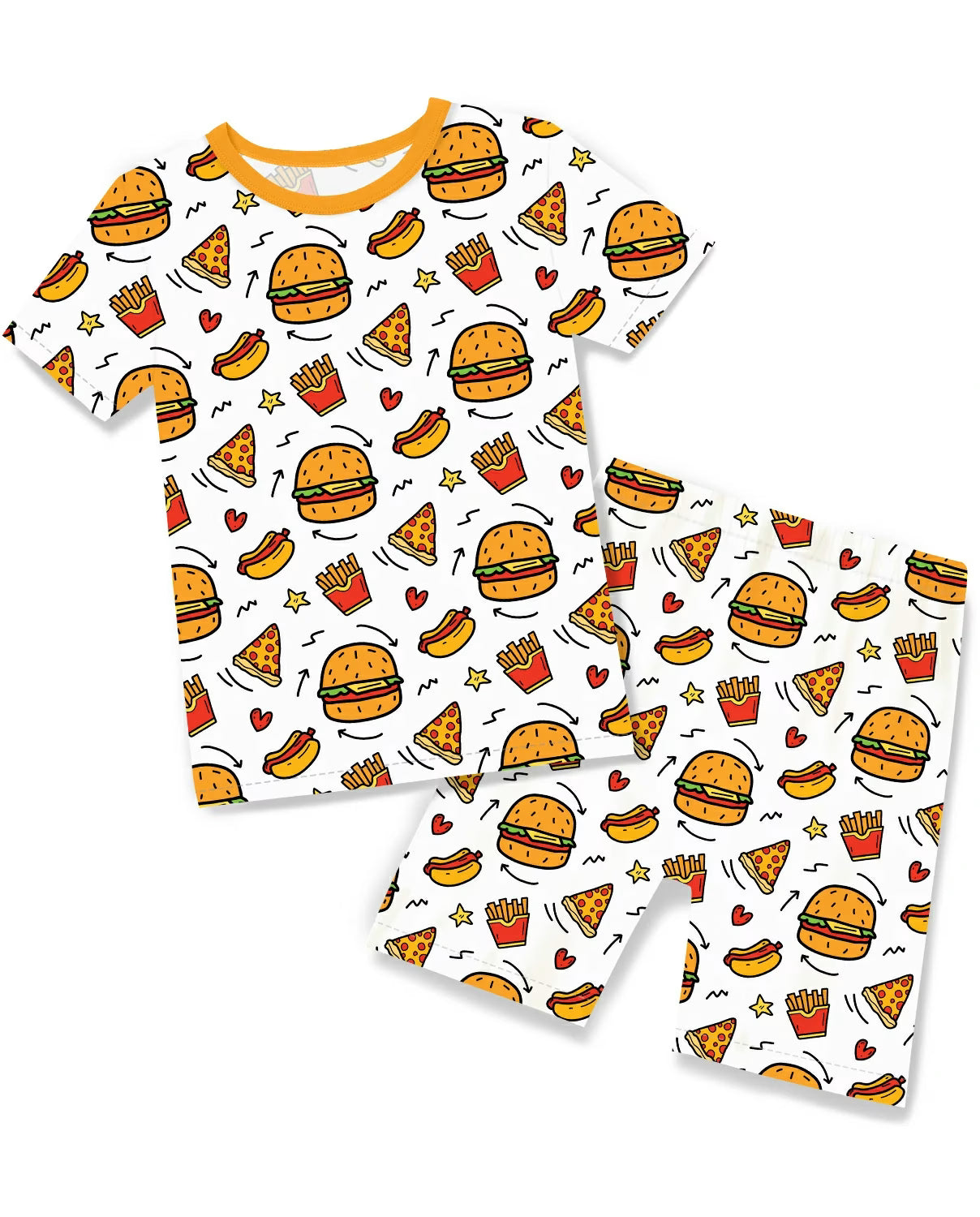 Burger &amp; Buddies Short Two-Piece Pajama Set, burger buddies short two piece pajama set main