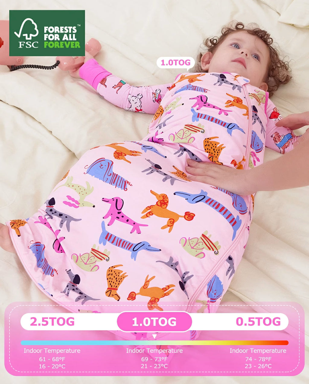 Dapper Dog Bamboo Baby Sleep Sack, dapper dog bamboo baby sleep sack 04 1 0 tog temperature guide fsc