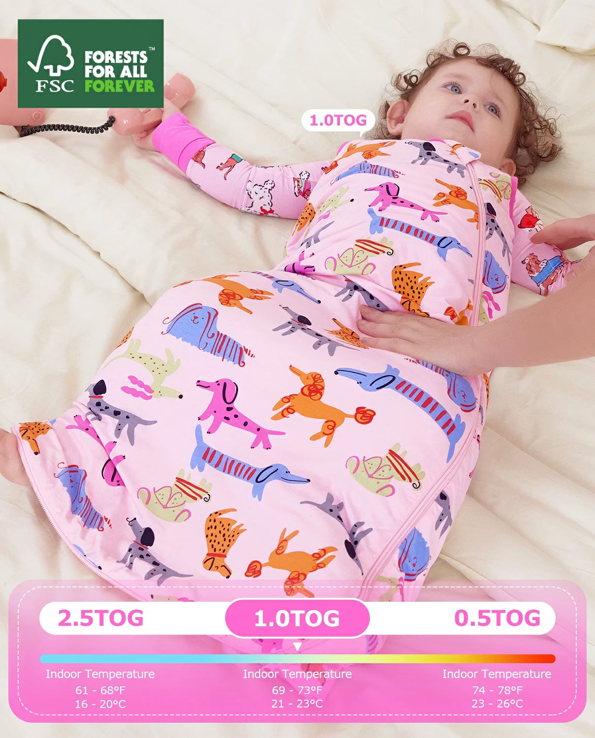 Dapper Dog Bamboo Baby Sleep Sack, dapper dog bamboo baby sleep sack 04 1 0 tog temperature guide fsc