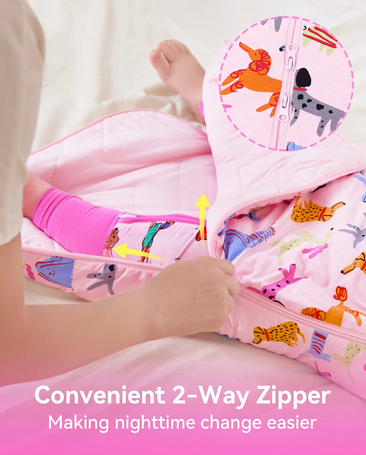 Dapper Dog Bamboo Baby Sleep Sack, dapper dog bamboo baby sleep sack 05 two way zipper feature