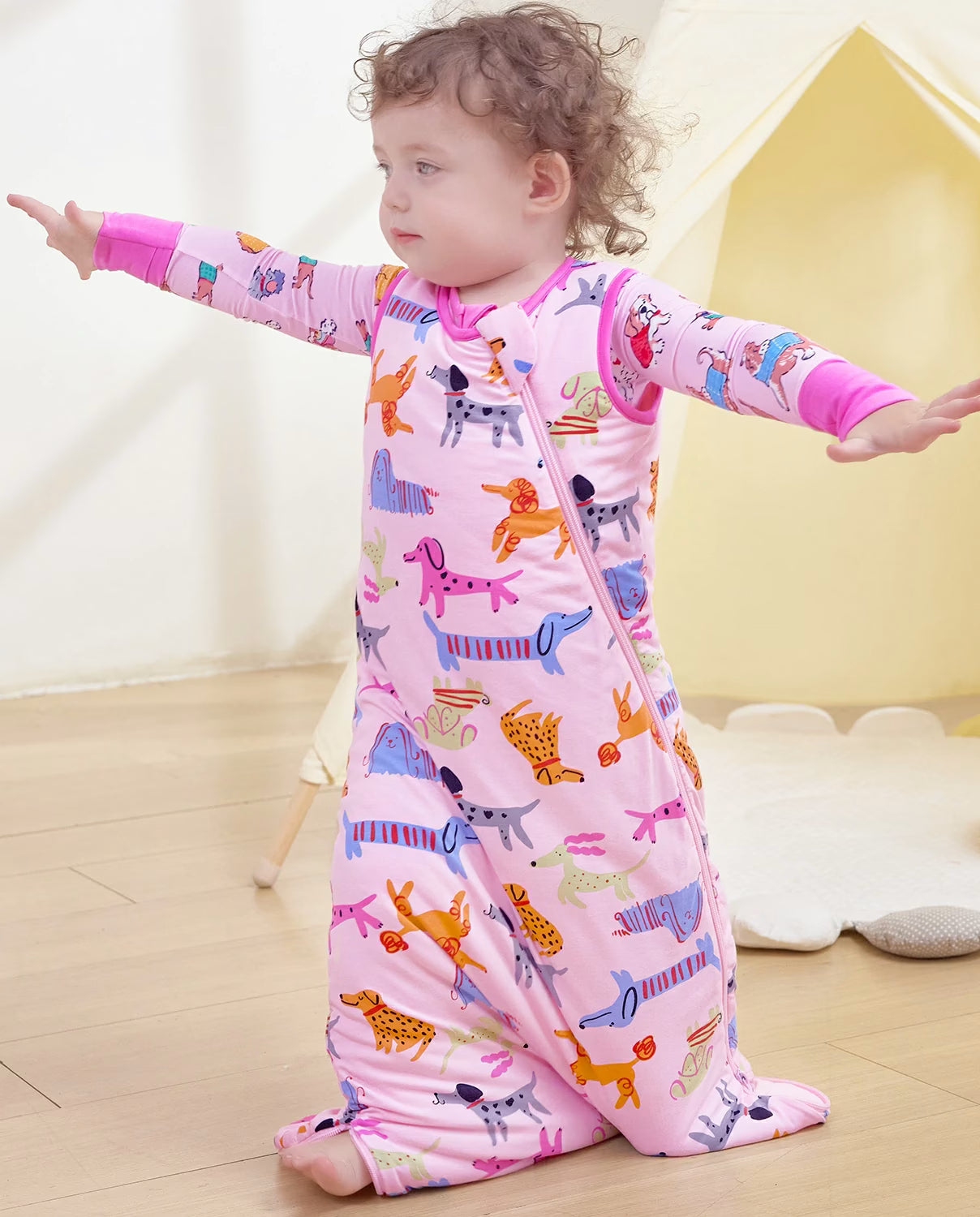 Dapper Dog Bamboo Baby Sleep Sack, dapper dog bamboo baby sleep sack 11 lifestyle wiggle movement