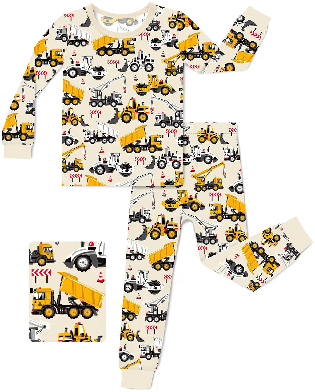 Digger Delights Long Two-Piece Pajama Set, digger delights two piece pajama set main