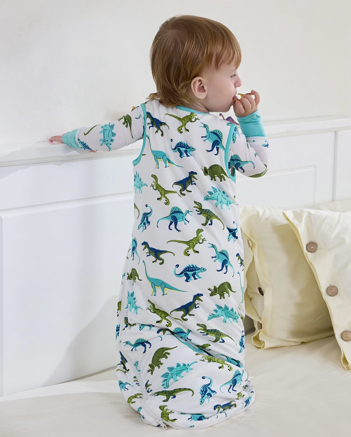 Dino Dreams Bamboo Baby Sleep Sack, back view