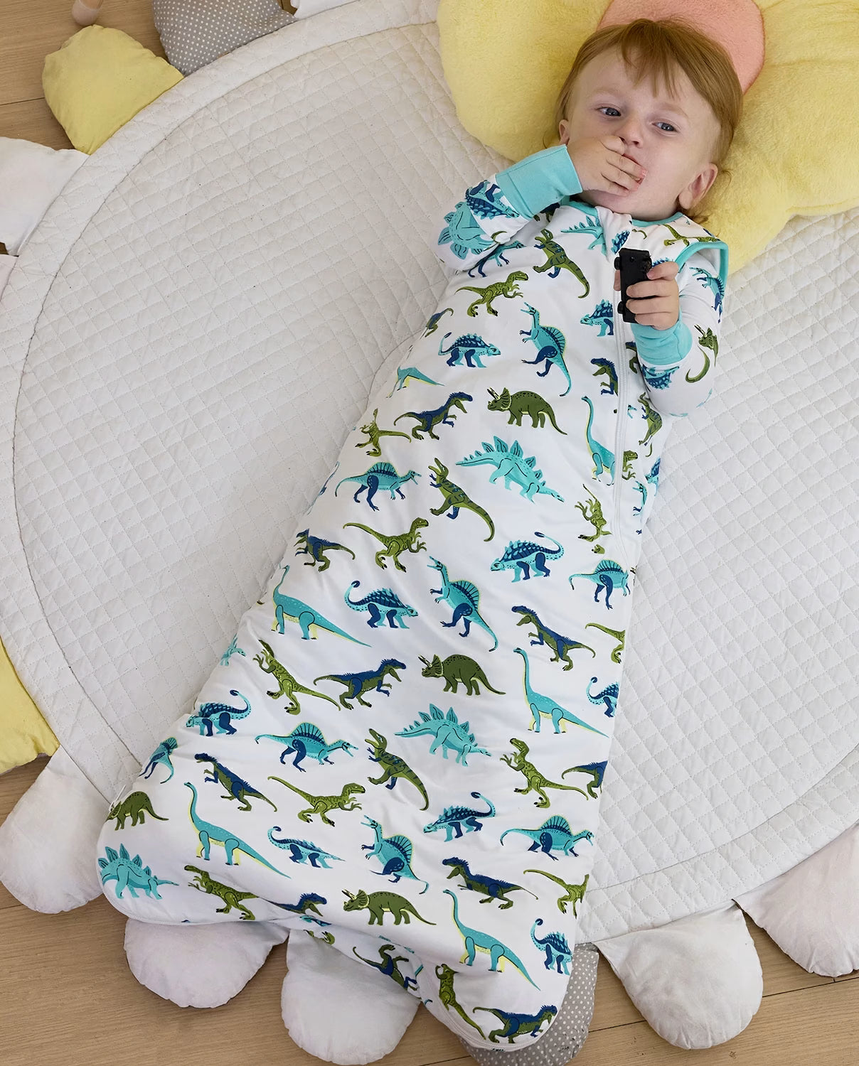 Dino Dreams Bamboo Baby Sleep Sack, lifestyle view 8