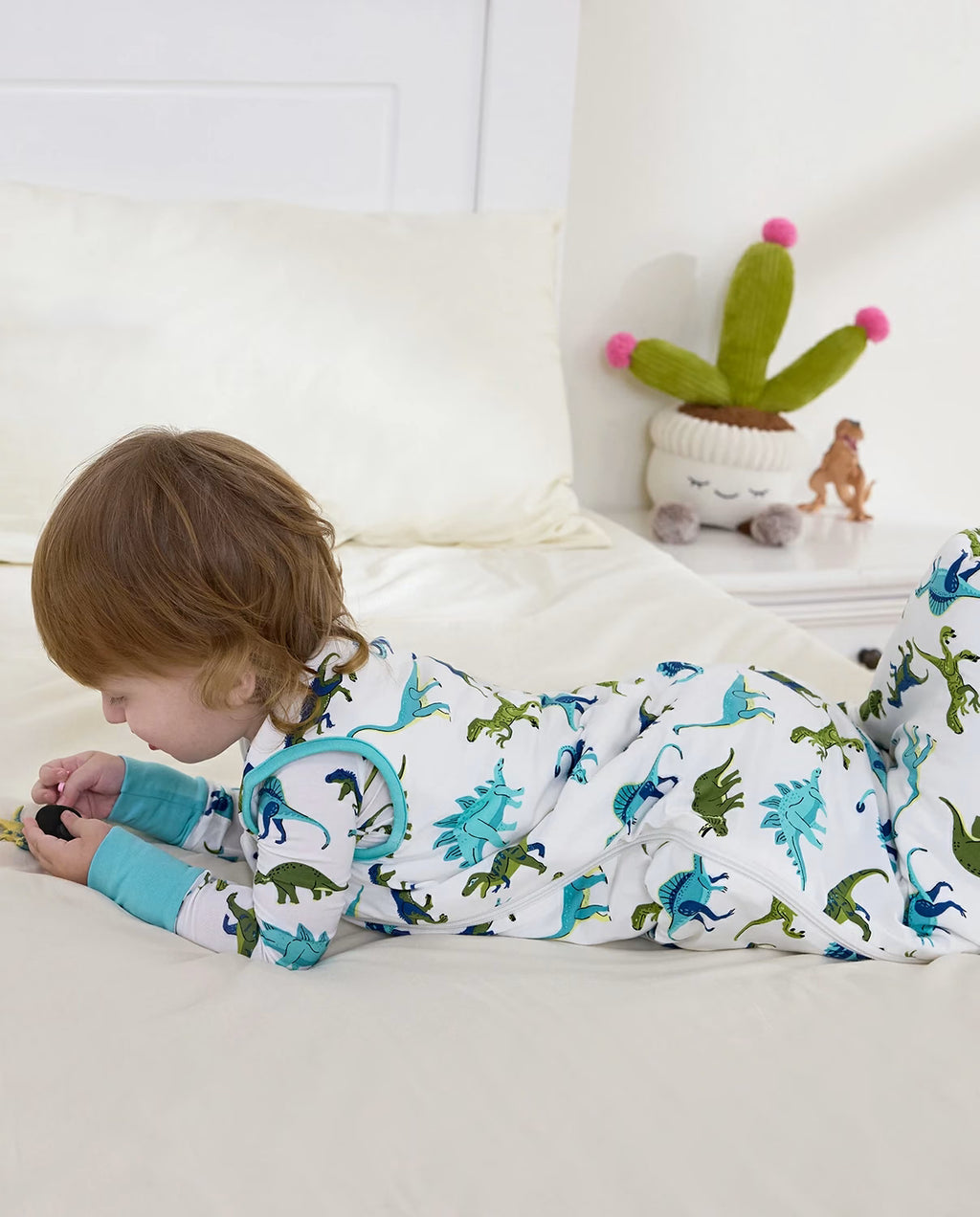 Dino Dreams Bamboo Baby Sleep Sack, tummy time lifestyle view