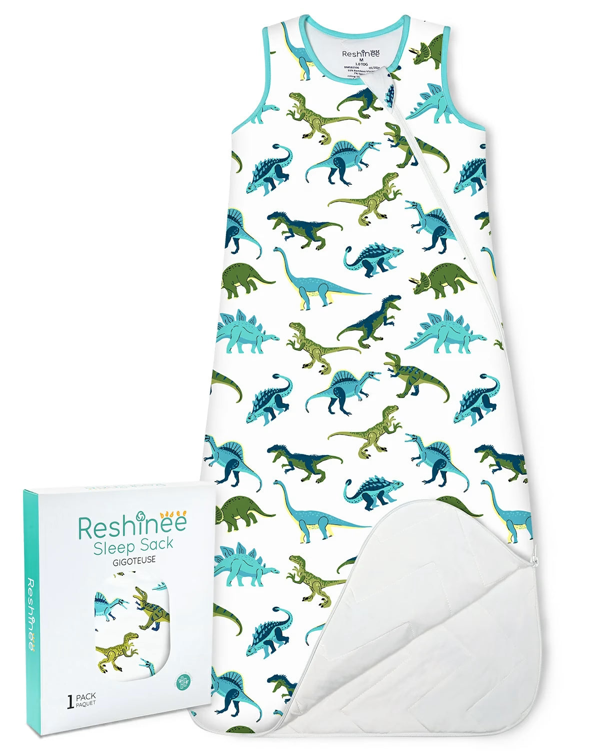 Dino Dreams Bamboo Baby Sleep Sack, main product view