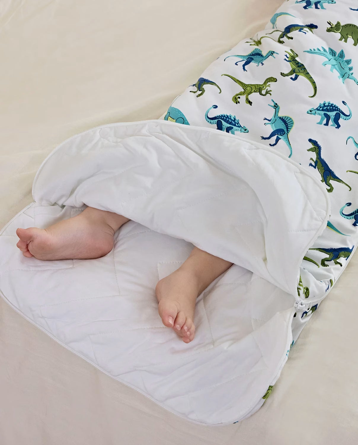 Dino Dreams Bamboo Baby Sleep Sack, inside fabric detail