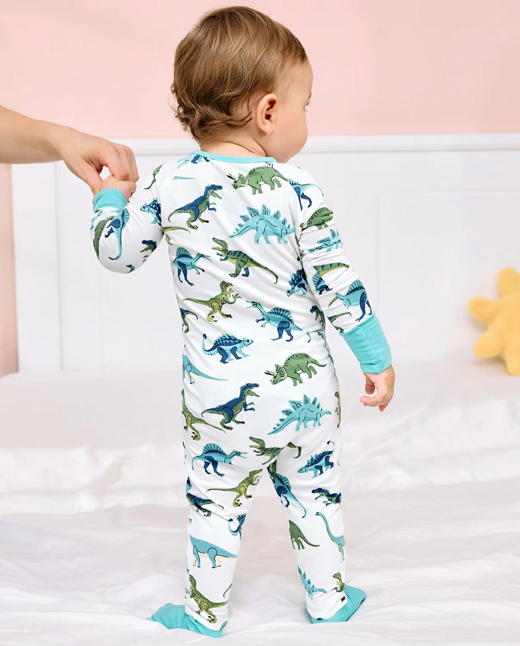 Dino Dreams Bamboo Zippy, dino dreams zippy romper back view 5 1