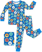 Donut Party Long Two-Piece Pajama Set, donut party two piece pajama set main