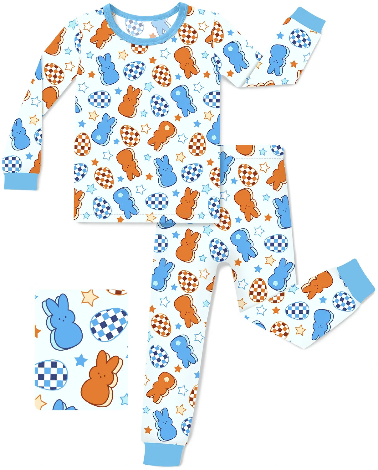 Easter Eggs Long Two-Piece Pajama Set, easter bunny long two piece pajama set main 1