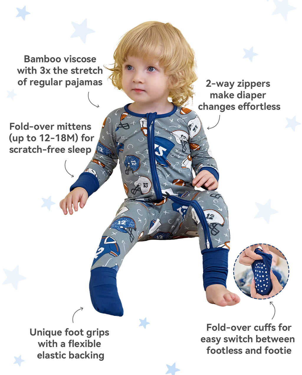 Football Reverie Bamboo Zippy, football reverie bamboo zippy features graphic 02