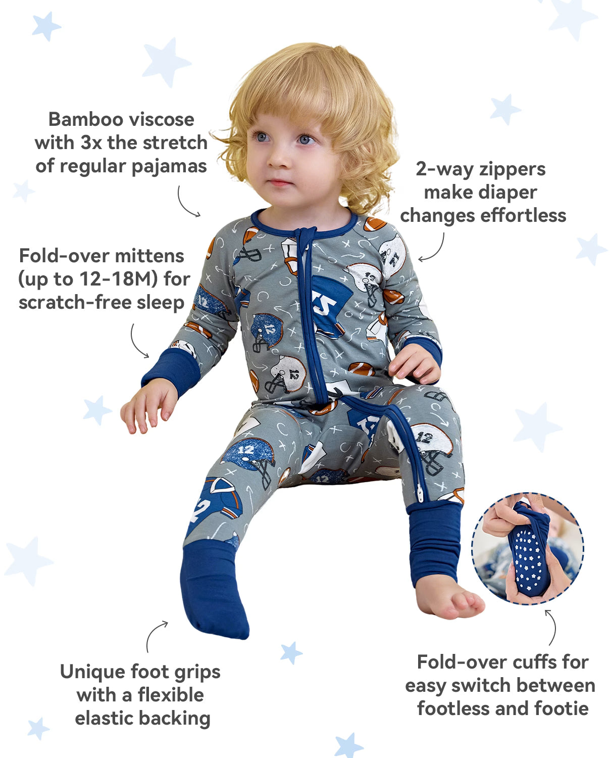 Football Reverie Bamboo Zippy, football reverie bamboo zippy features graphic 02