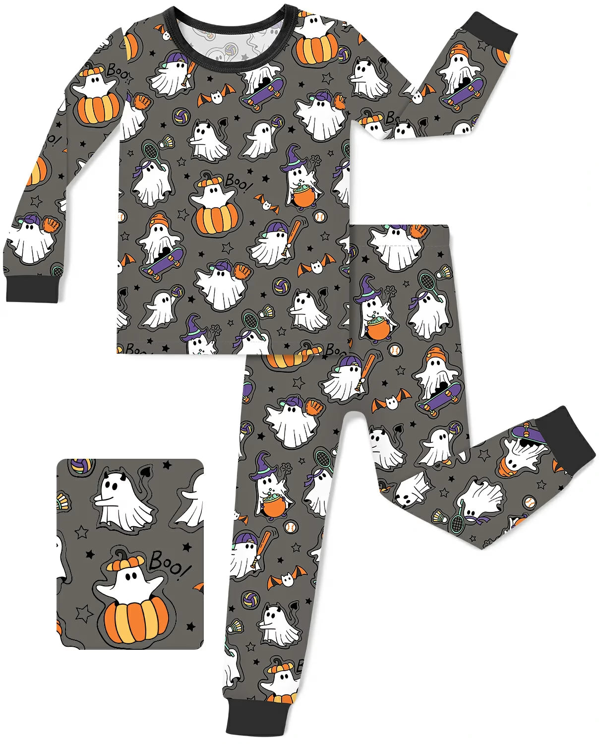 Ghostie Sports Club Long Two-Piece Pajama Set, ghostie sports club two piece pajama set main