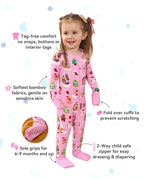 Gingerbread Lane product information graphic with zipper, cuff and sole-grip detail insets.
