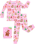 Pink Gingerbread Lane long-sleeve top and matching pants laid flat on white.