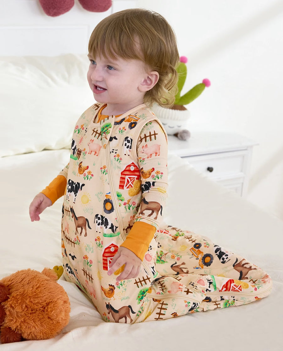 Happy Farmyard Bamboo Baby Sleep Sack, happy farmyard bamboo baby sleep sack 01 1