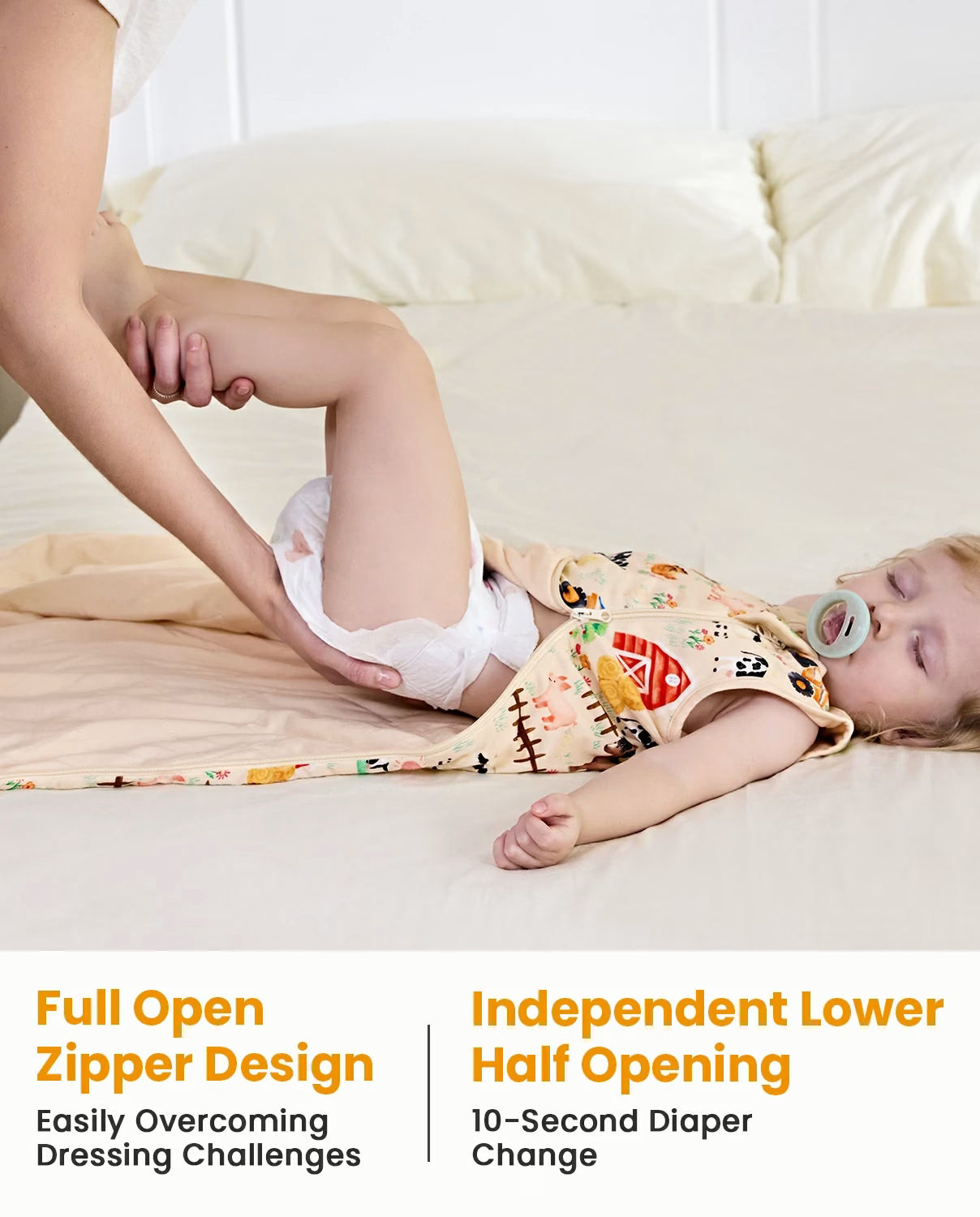 Happy Farmyard Bamboo Baby Sleep Sack, happy farmyard bamboo baby sleep sack diaper change