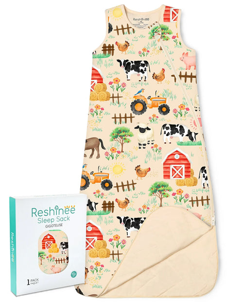 Happy Farmyard Bamboo Baby Sleep Sack, happy farmyard bamboo baby sleep sack main