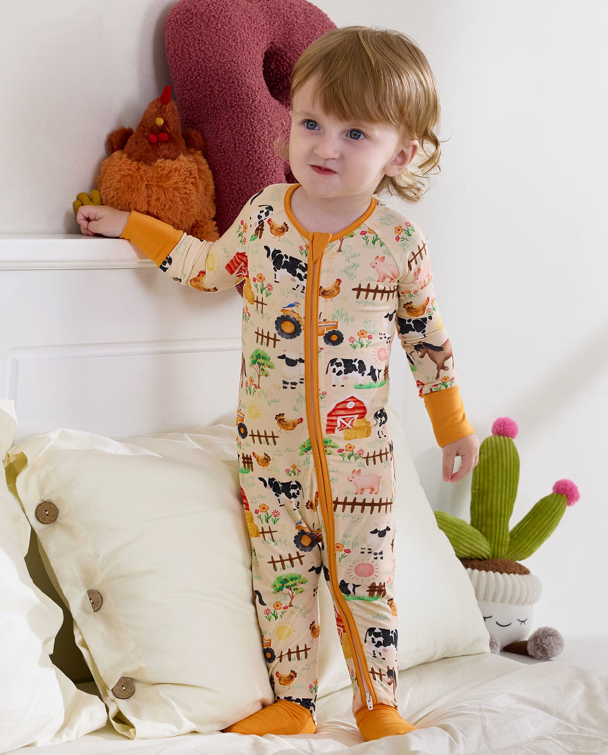 Happy Farmyard Bamboo Zippy, happy farmyard bamboo zippy lifestyle toddler standing bed 03