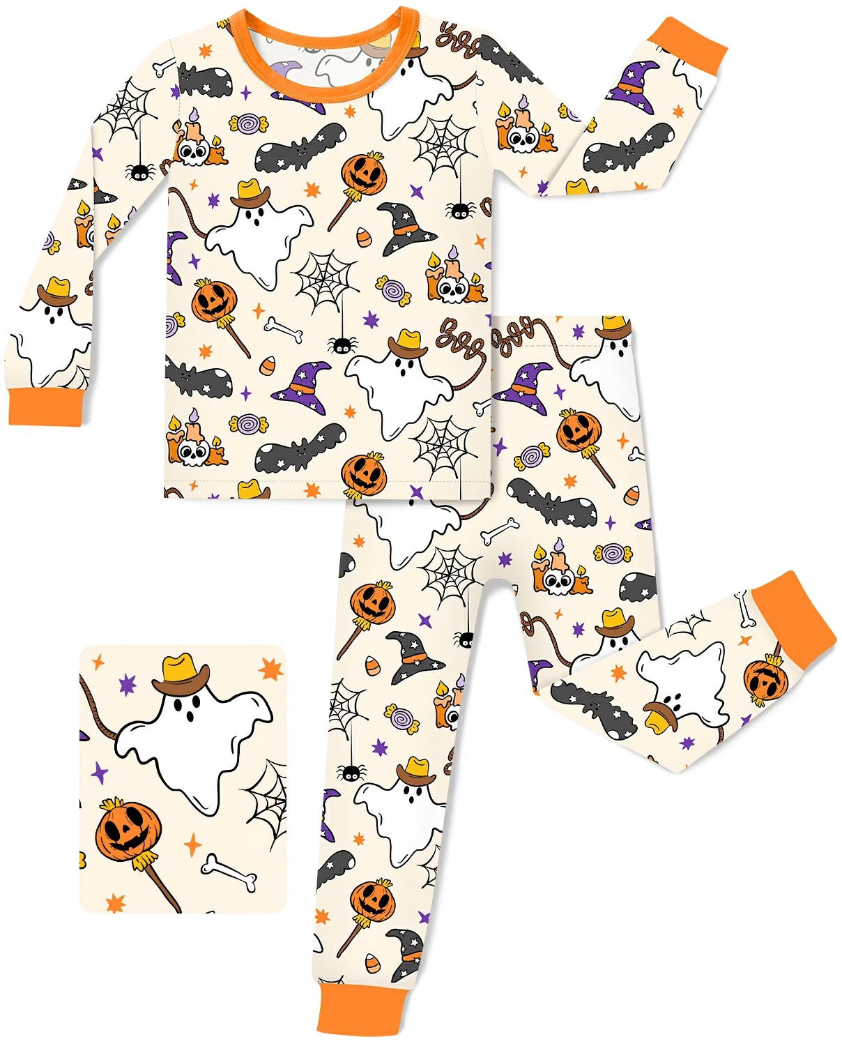 Happy Hallowboo Long Two-Piece Pajama Set, happy hallowboo two piece pajama set main