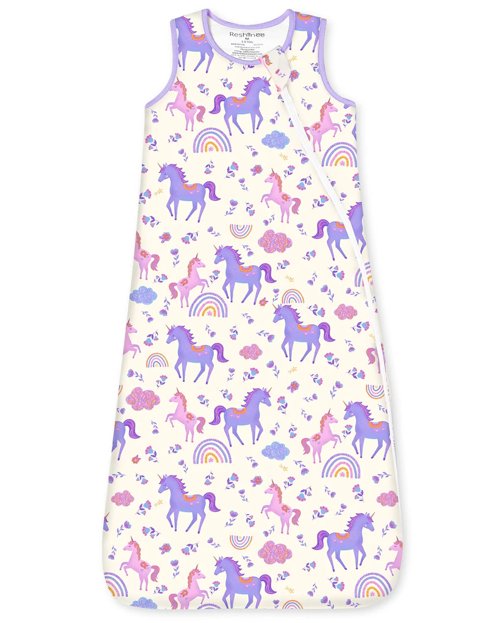 Lavender Unicorn Bamboo Baby Sleep Sack, lavender unicorn bamboo baby sleep sack main1