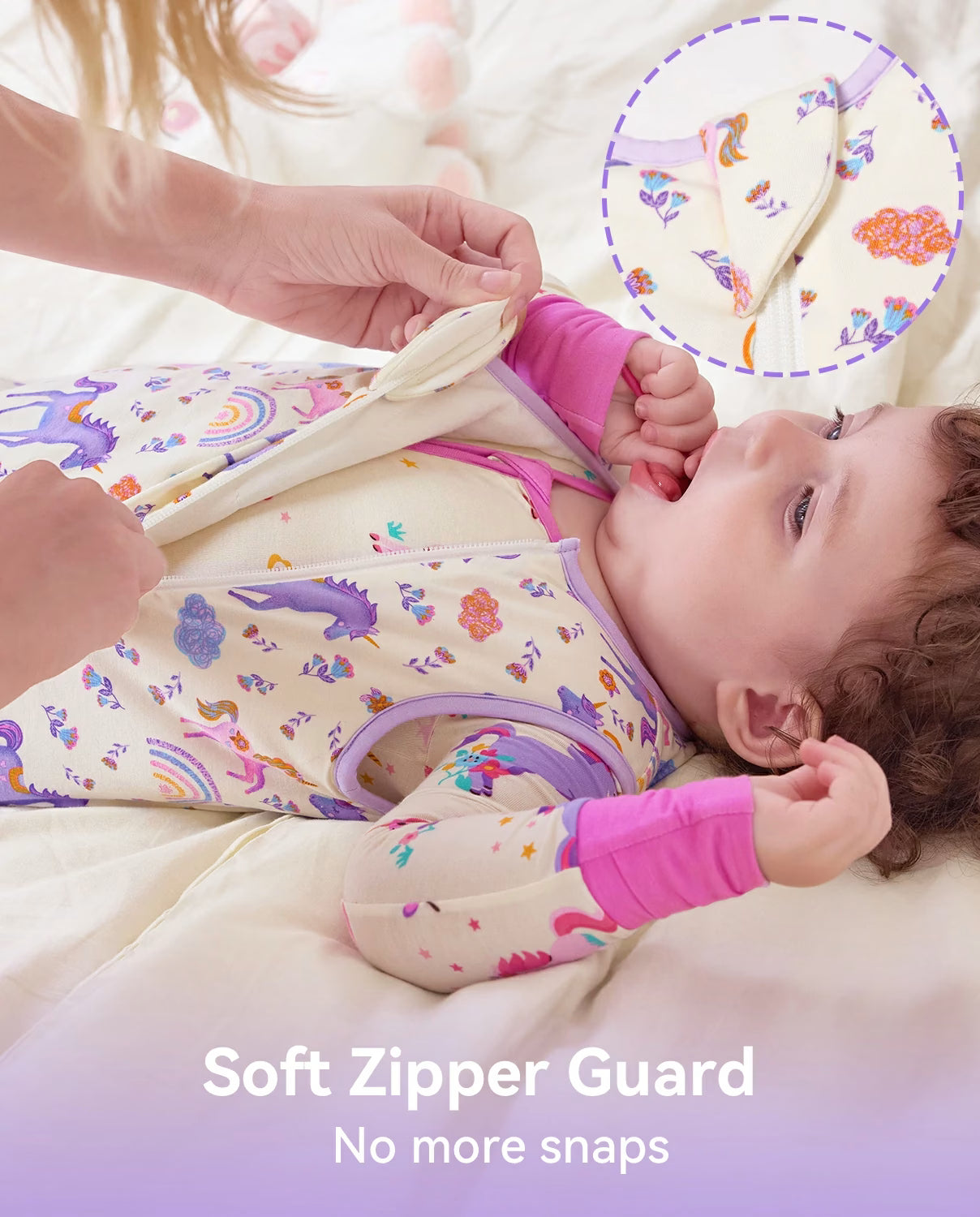 Lavender Unicorn Bamboo Baby Sleep Sack, lavender unicorn bamboo baby sleep sack soft zipper guard 06