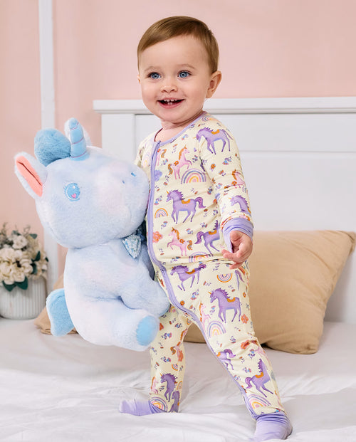 Lavender Unicorn Bamboo Zippy, lavender unicorn bamboo zippy 01 lifestyle standing plush