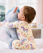 Lavender Unicorn Bamboo Zippy, lavender unicorn bamboo zippy 06 lifestyle back hug plush