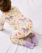 Lavender Unicorn Bamboo Zippy, lavender unicorn bamboo zippy 08 lifestyle crawling grippy soles