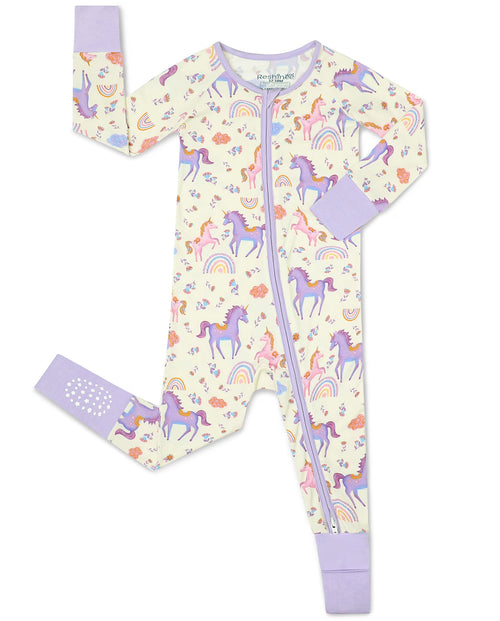 Lavender Unicorn Bamboo Zippy, lavender unicorn bamboo zippy front