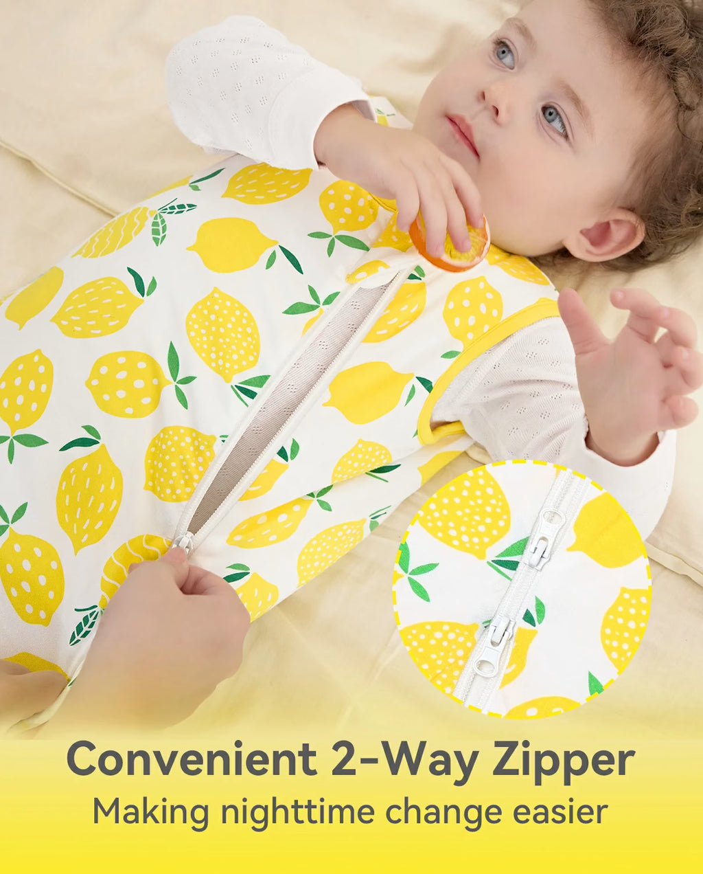 Lemon Tree Bamboo Baby Sleep Sack, lemon tree bamboo baby sleep sack 05 two way zipper