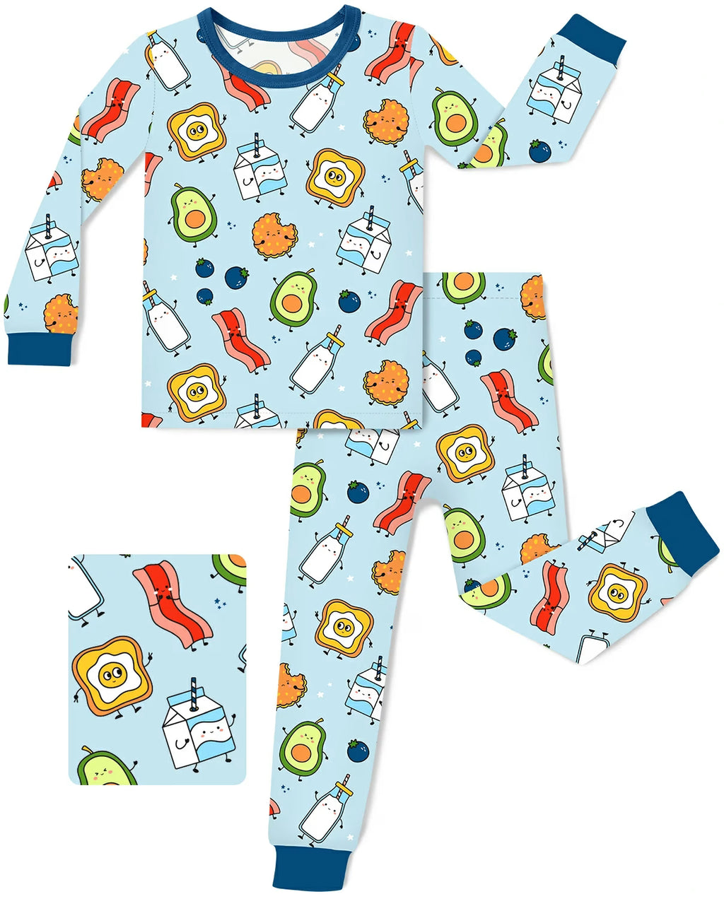 Little Breakfast Long Two-Piece Pajama Set, little breakfast two piece pajama set main