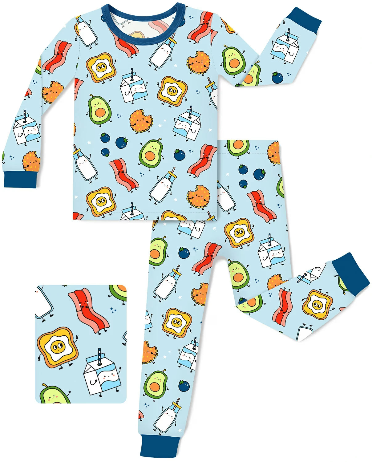 Little Breakfast Long Two-Piece Pajama Set, little breakfast two piece pajama set main
