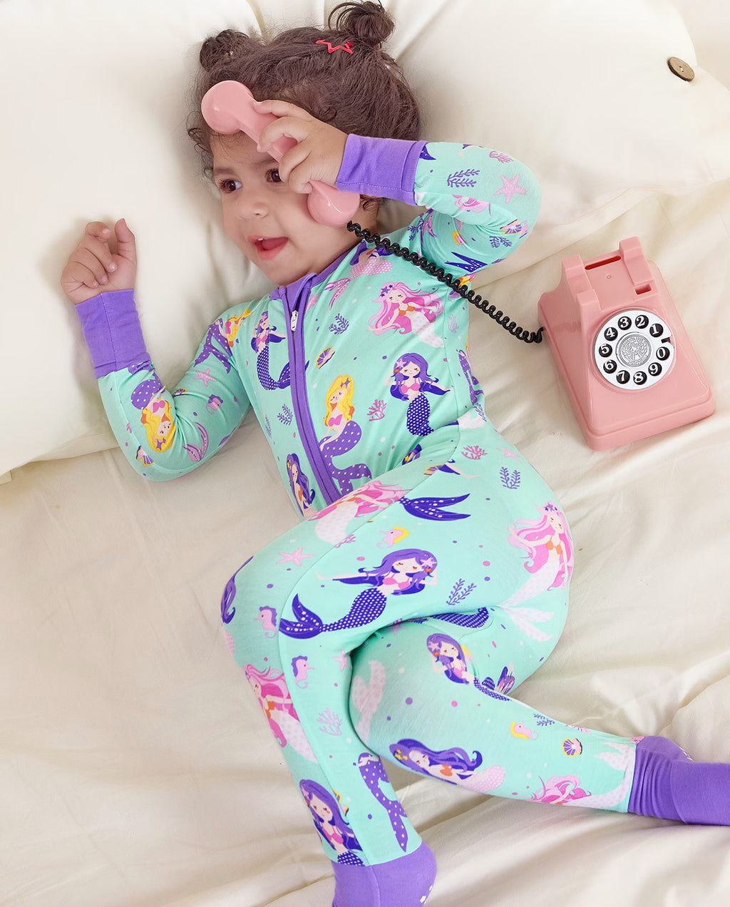 Mermaid Melody Bamboo Zippy, mermaid melody bamboo zippy 07 lifestyle laying bed phone